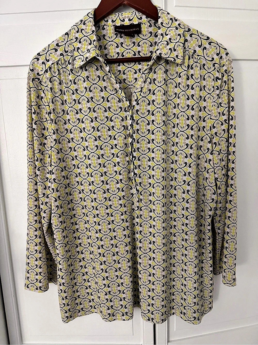 Dana Buchman Abstract Print Button Down Shirt XL